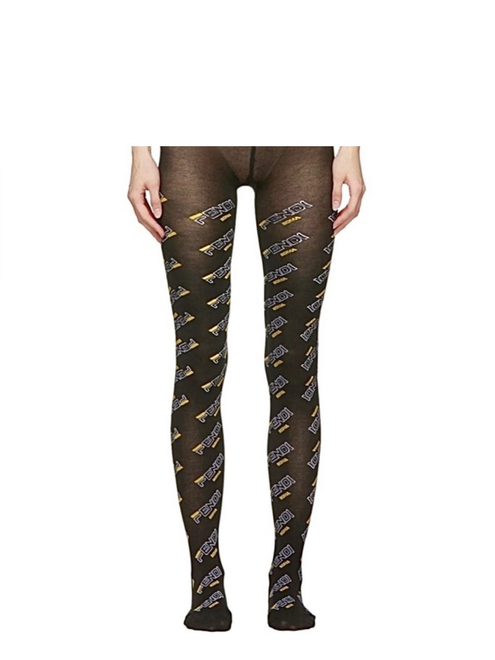 FENDI Designer Logo Pattern Tights - Women size III (large)